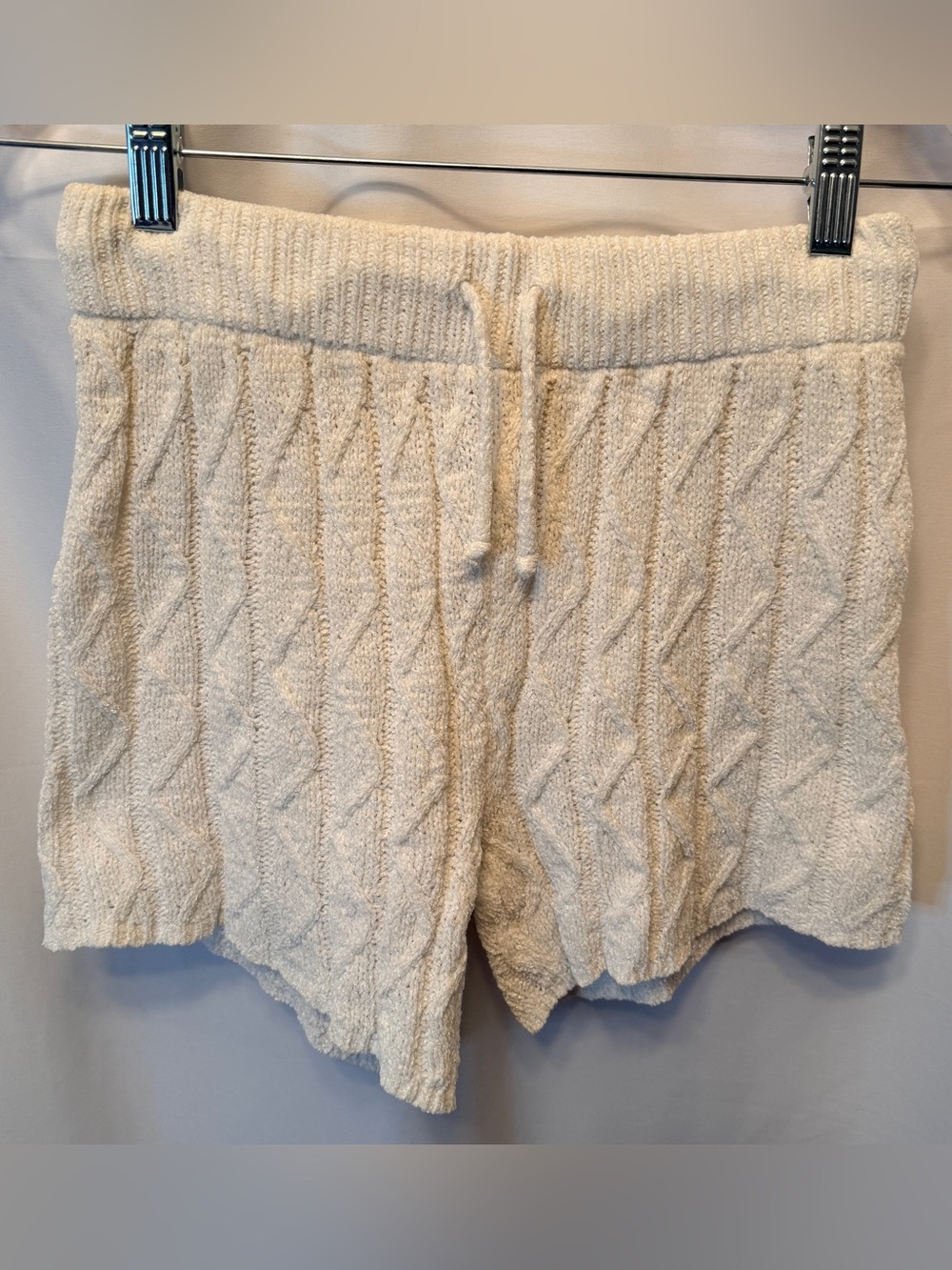 Intimately Free People Sjze XS Cable Knit Sweater Shorts Ivory Drawstring Waist